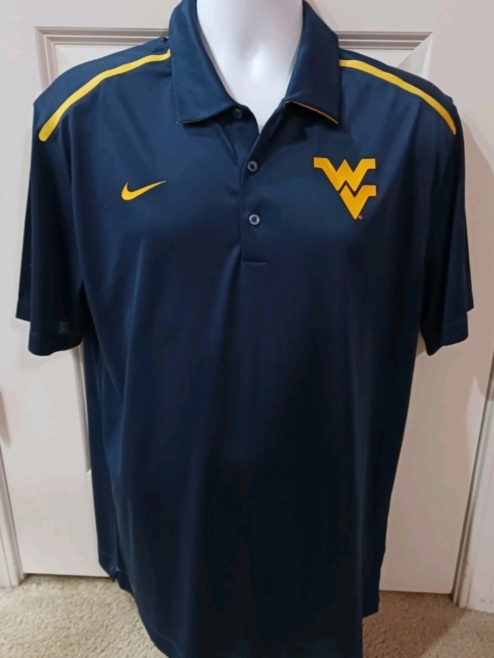 West Virigina University Large Nike Dri-fit Men's Polo Shirt WVU Mountaineers